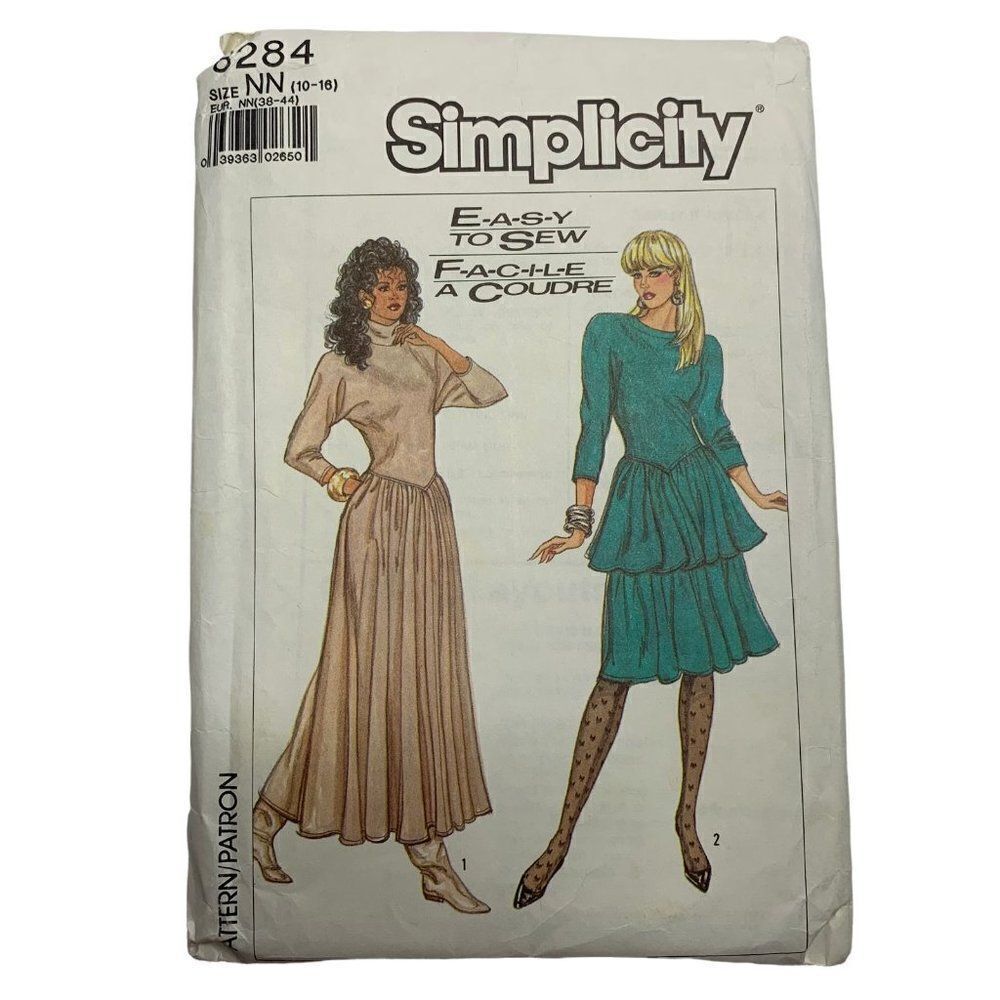 Vintage 80s Simplicity 8284 Pattern Misses 6-16 2 Styles Party Prom Dress Cut